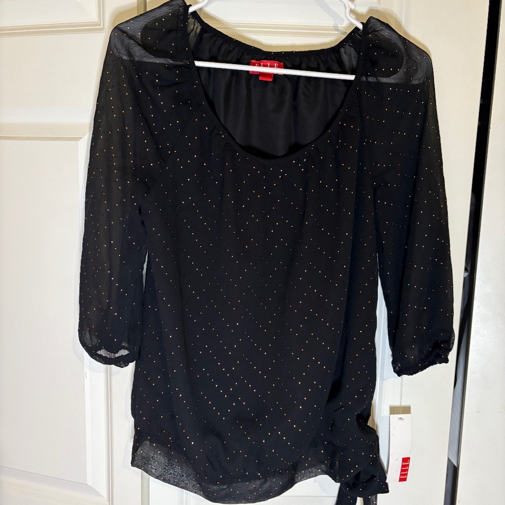 Elle Black Dressy Top - Size Small (New)